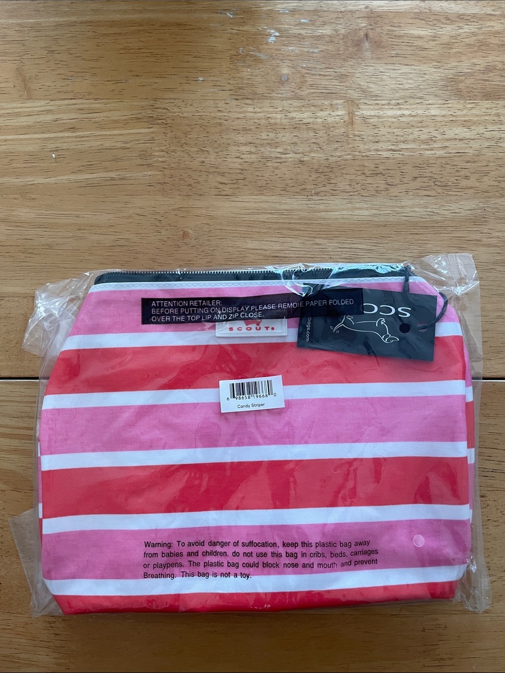 Scout Striped Cosmetic Bag - Pink & Coral Stripe